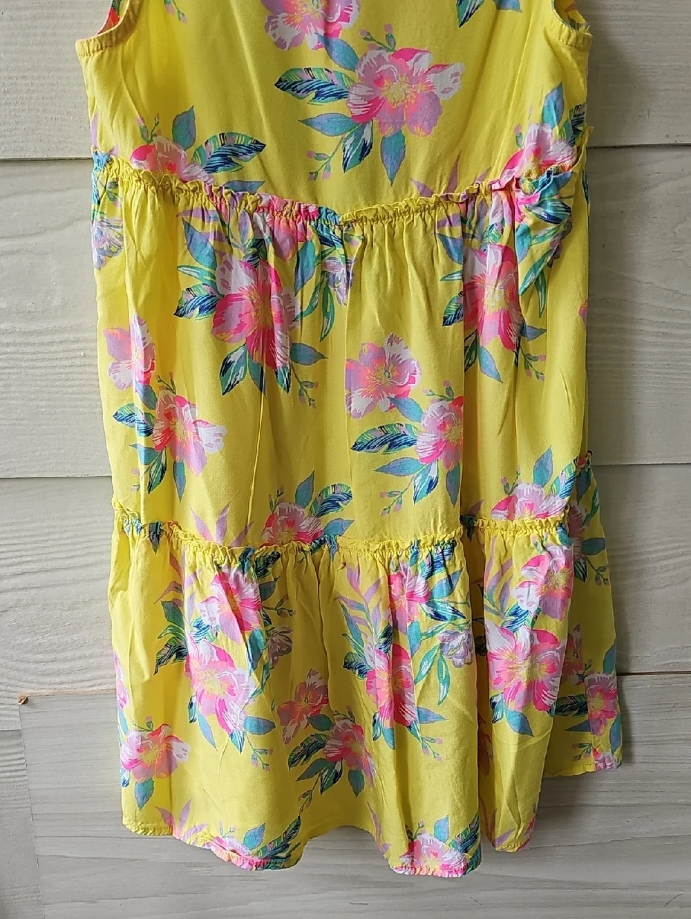 ​OshKosh B'gosh Toddler Girl Yellow Floral Tiered Ruffle Dress Size 5T